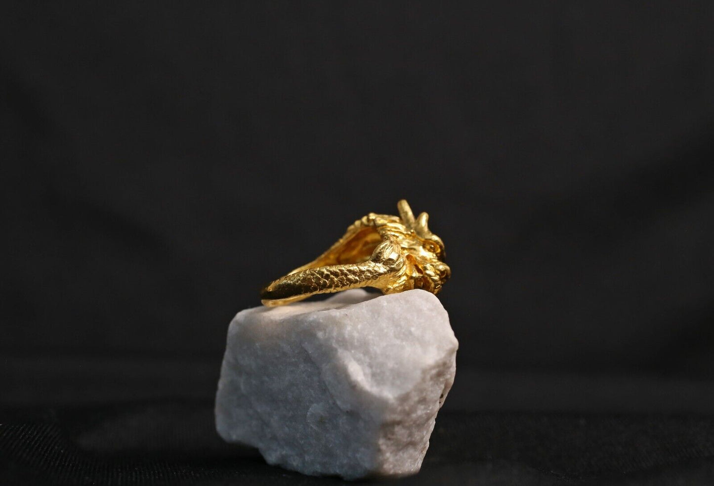 24k Solid Yellow Gold Dragon Ring, Size 11 - 18.1g