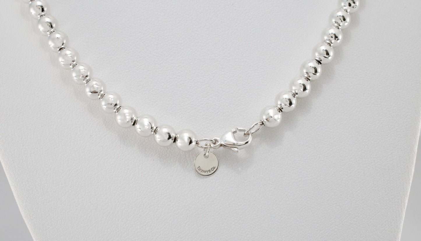 Tiffany & Co Sterling Silver Graduated Beaded Ball Necklace, 16 inches - 28.2g
