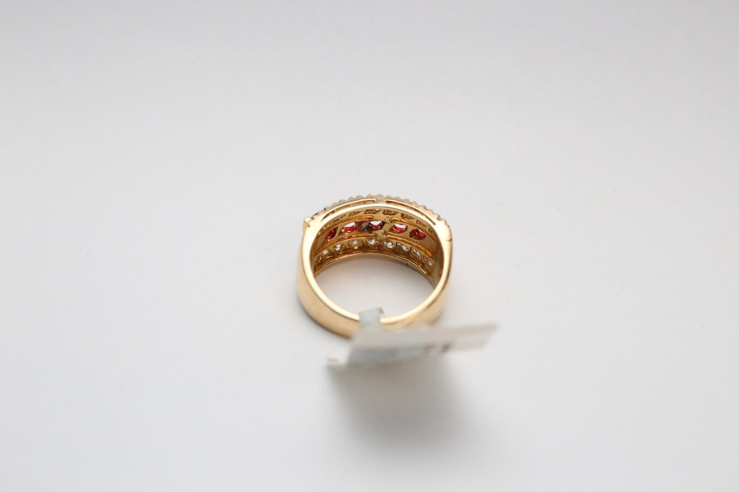 21k Yellow Gold Red Spinel & Diamond Ring, Size 6.75 - 9.7g