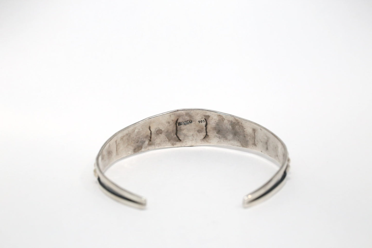 Mexico Sterling Silver Beaded Cuff Bracelet, 7 inches - 13.1g