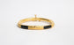 Vintage 21k Yellow Gold Chinese Black Jade Hinge Bangle Bracelet, 7 inches - 17.9g