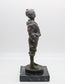 Vintage Bronze Whistling German Boy Sculpture, Signed V. Szczeblewski