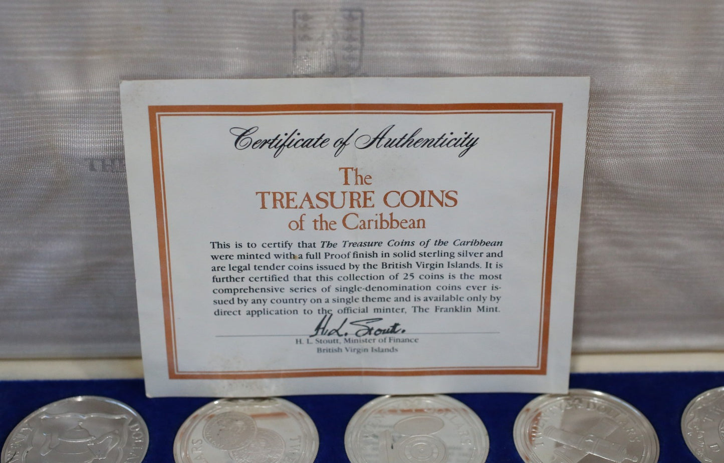 Franklin Mint Sterling Silver The Treasure Coins of the Caribbean, 25 Piece Set