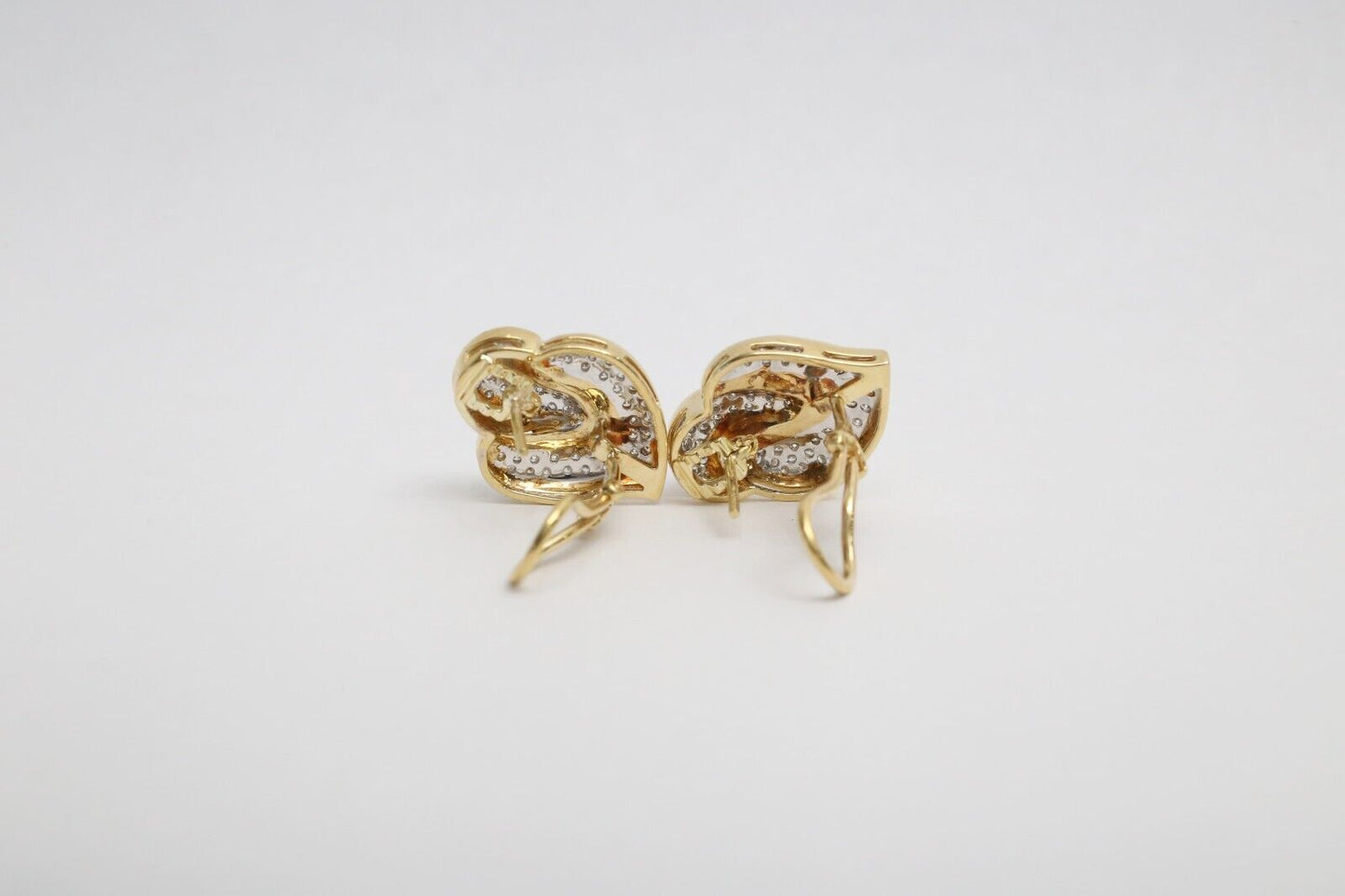 18k Yellow Gold Diamond Earrings, 16.3g