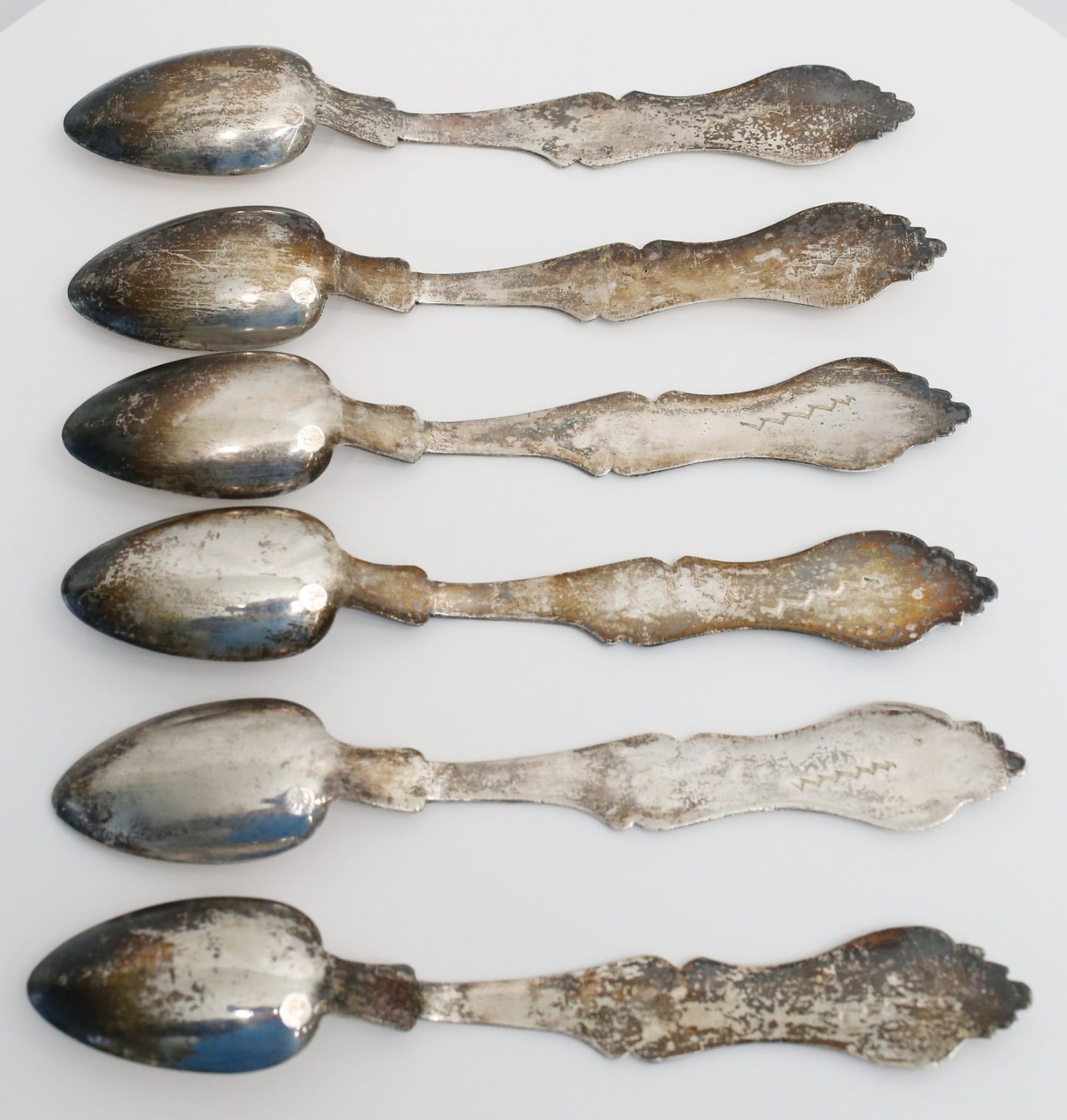 Vintage Ornate Solid Silver Spoons, Set of 6 - 180.0g