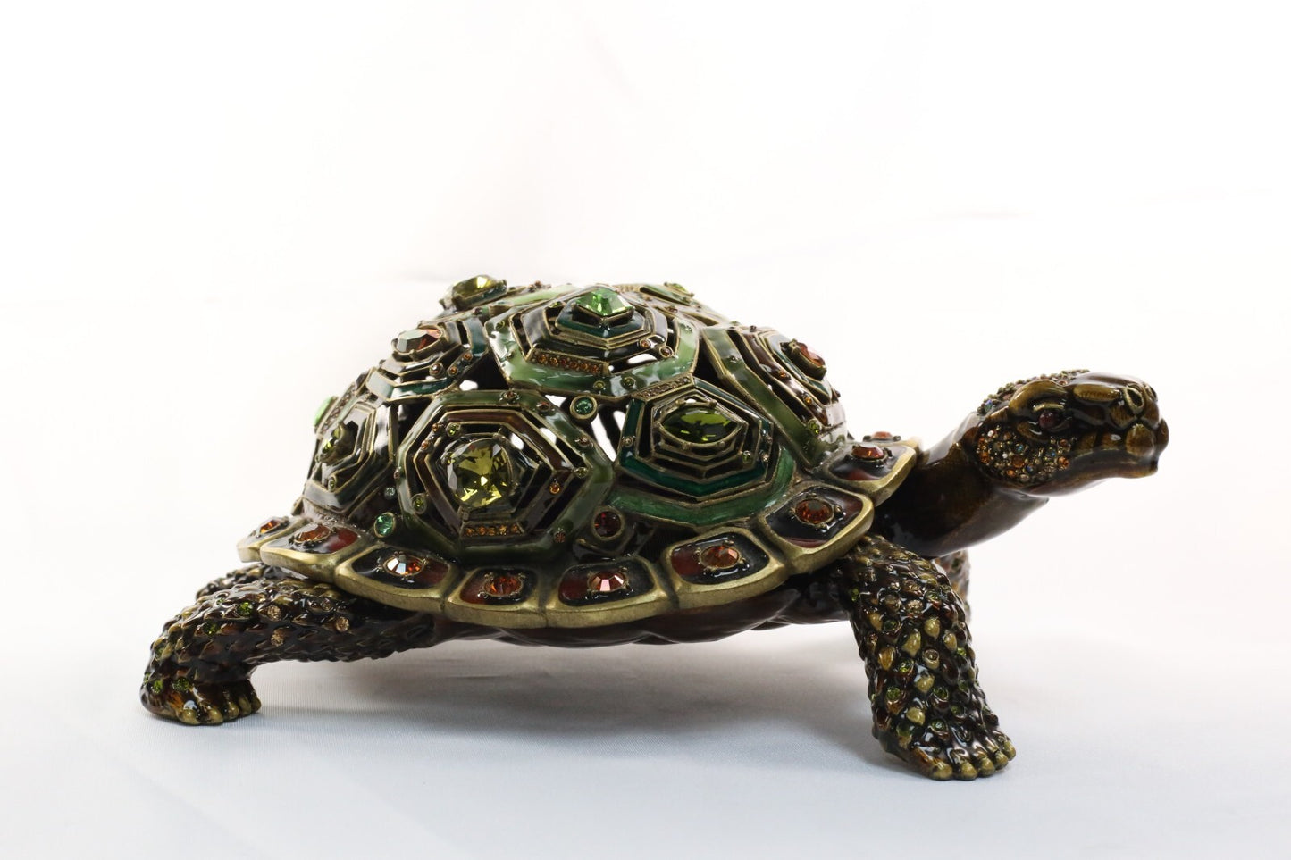 Jay Strongwater Large Turtle Trinket Box with Swarovski Crystals