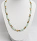 14k Yellow Gold Icy Green Translucent Jade Bar Link Necklace, 17 inches - 24.3g