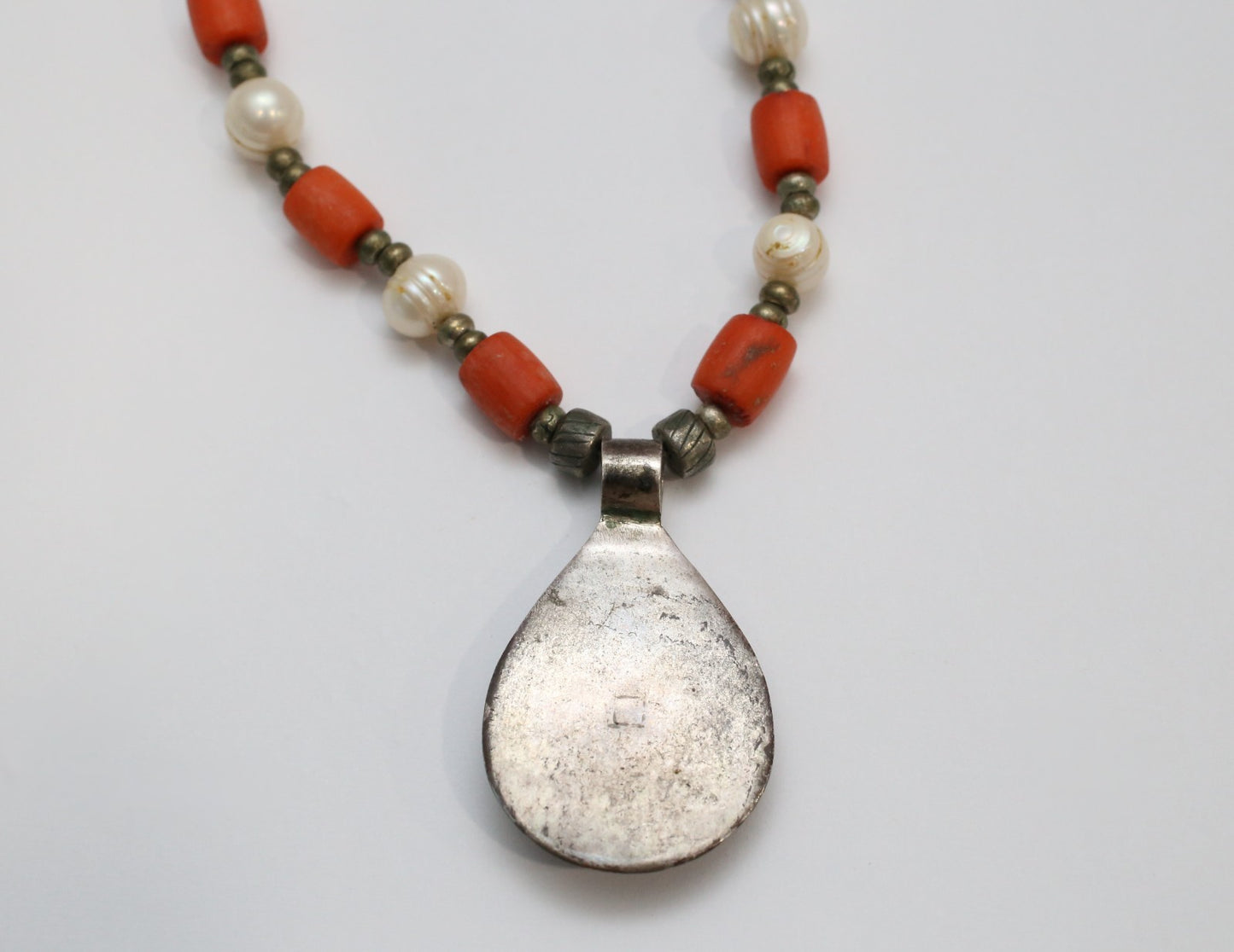 Native American Sterling Silver Beaded Necklace & Earring Set, 65.6g