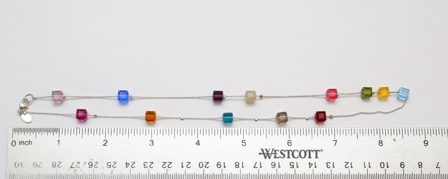 Aster & Sage Sterling Silver Beaded Cubed Necklace, 18 inches - 7.8g