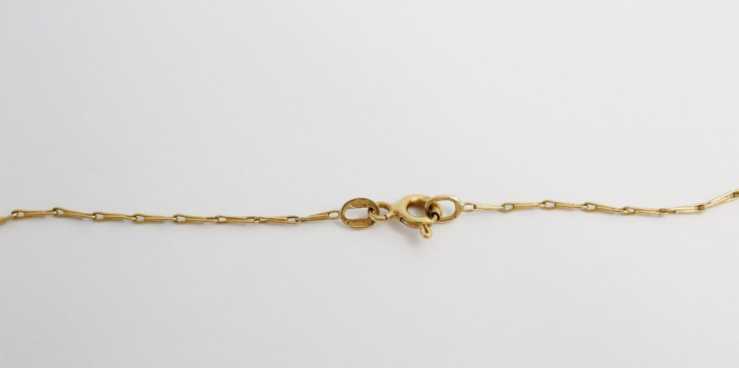 18k Yellow Gold Green Jade Cross Pendant Necklace, 18 inches - 8.1g