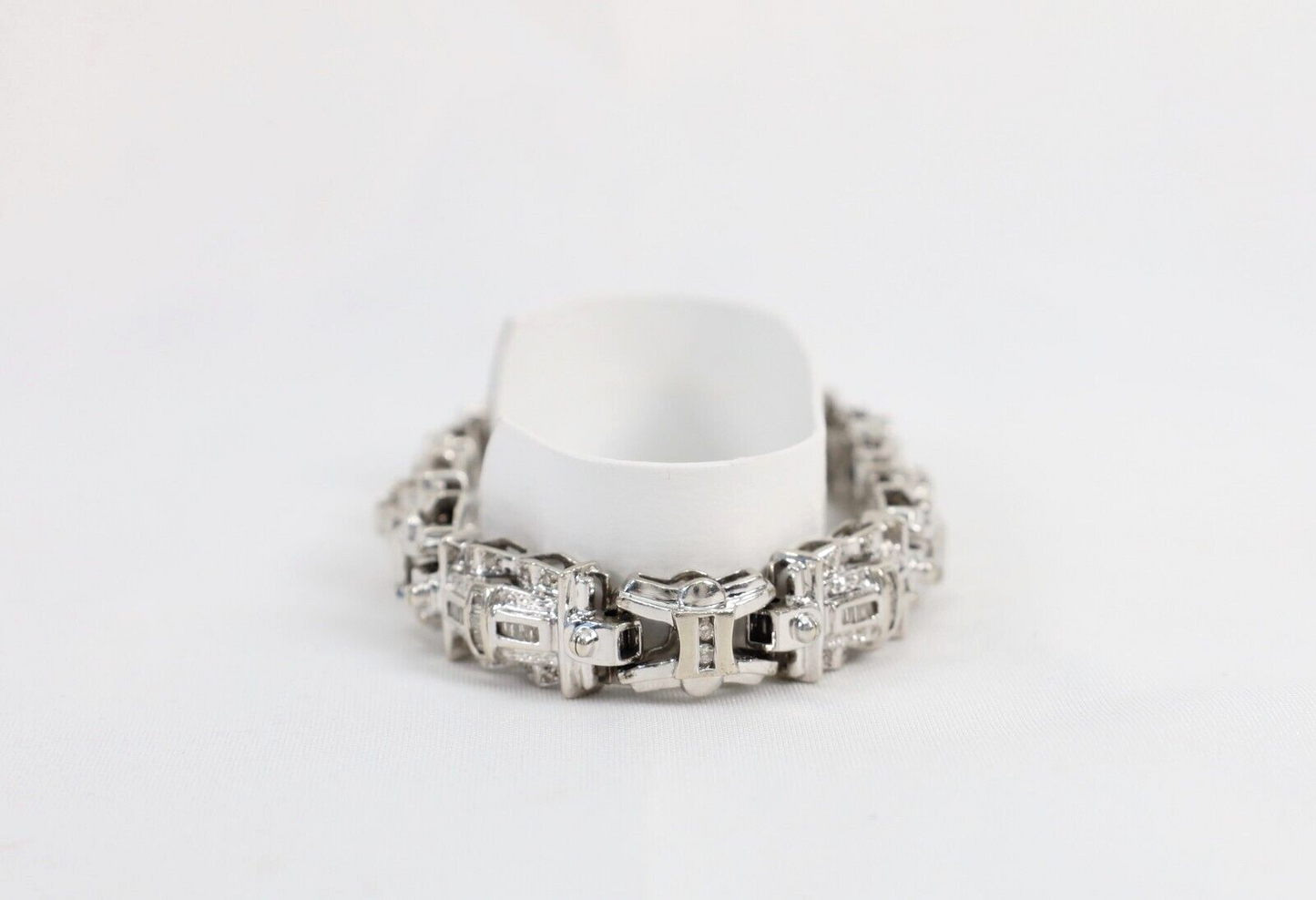 J Rodeo 14k White Gold Diamond Link Bracelet, 8.5 inches - 41.6g