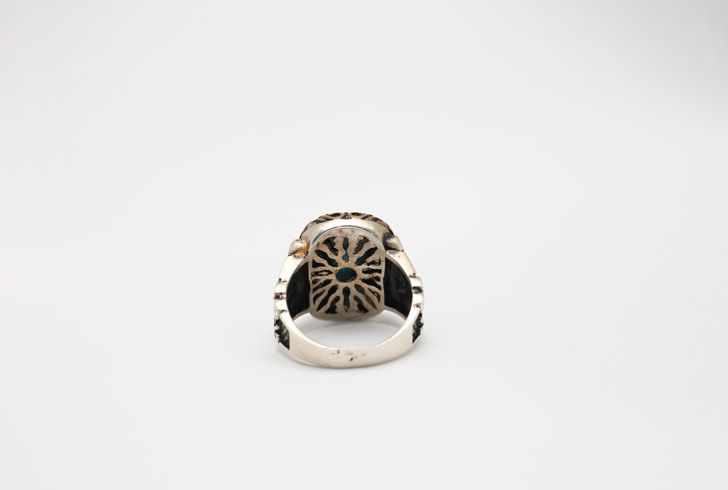 Vintage Sterling Silver Turquoise Ring, Size 11.5 - 15.5g