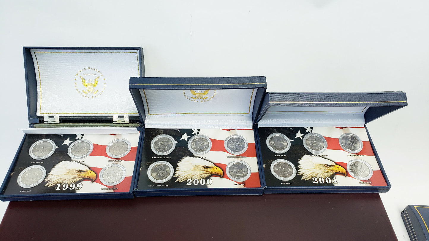 United States Of America 50 State UNC Quarter Collection & Case, Missing 3 Coins