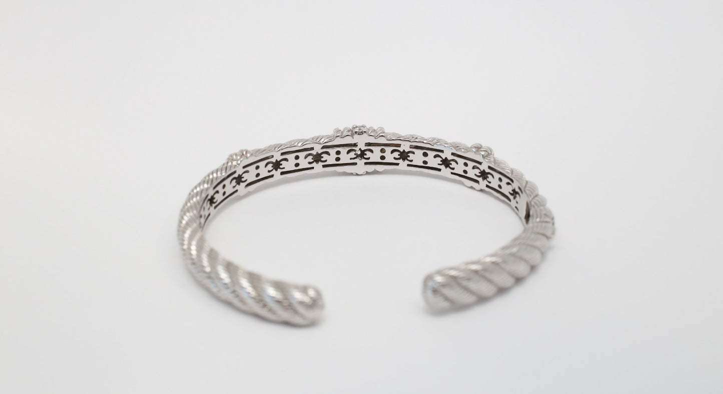 Judith Ripka Sterling Silver Twisted Rope Cuff Bracelet, 6.5 inches - 24.0g