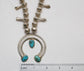 Sterling Silver Native American Turquoise Squash Blossom Necklace, 25 inches - 101.5g