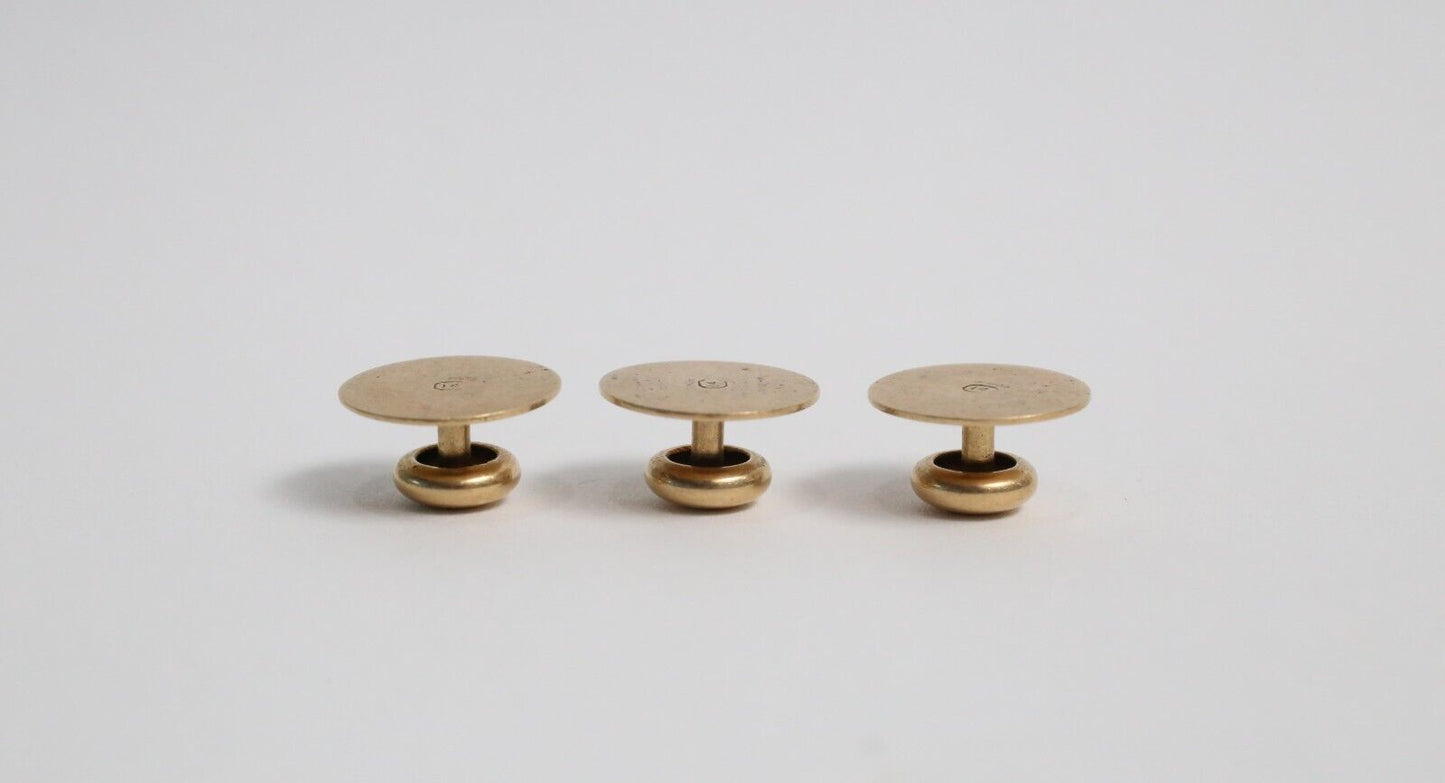 Vintage 14k Yellow Gold Shirt Studs Set of 3, 4.0g