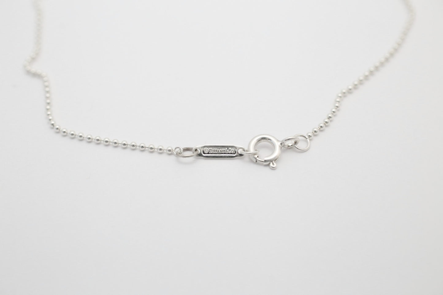 Tiffany & Co Sterling Silver Pink Enamel Border Heart Pendant Necklace, 18 inches