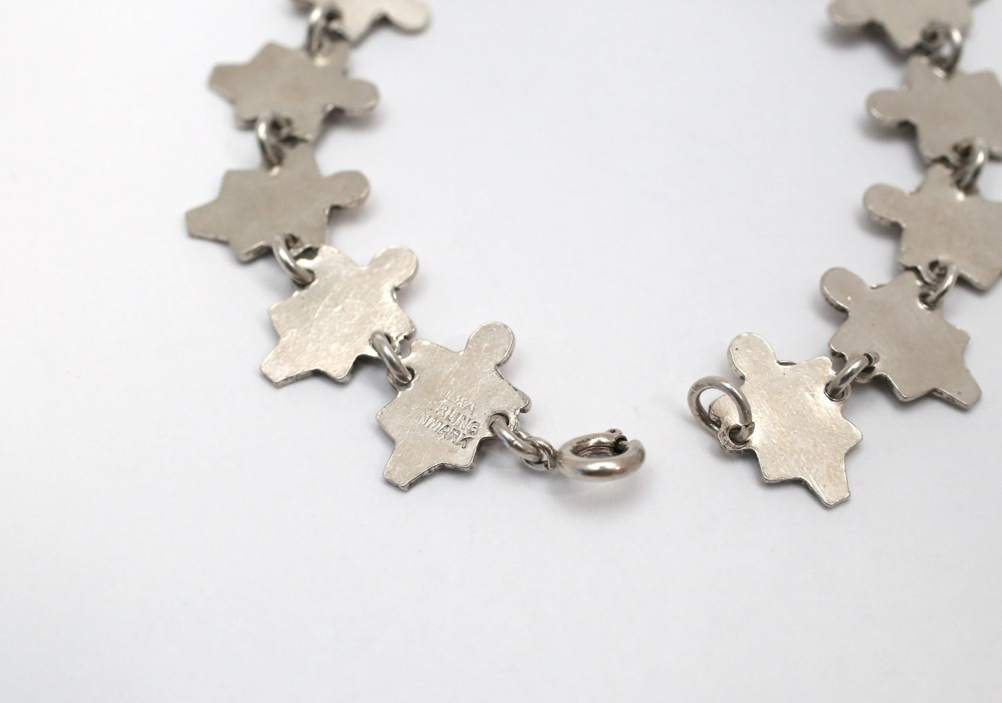 Sterling Silver Red Enamel Girl Link Bracelet, 6.5 inches - 11.0g