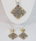 18k Yellow & White Gold Pendant & Earring Set, 27.0g