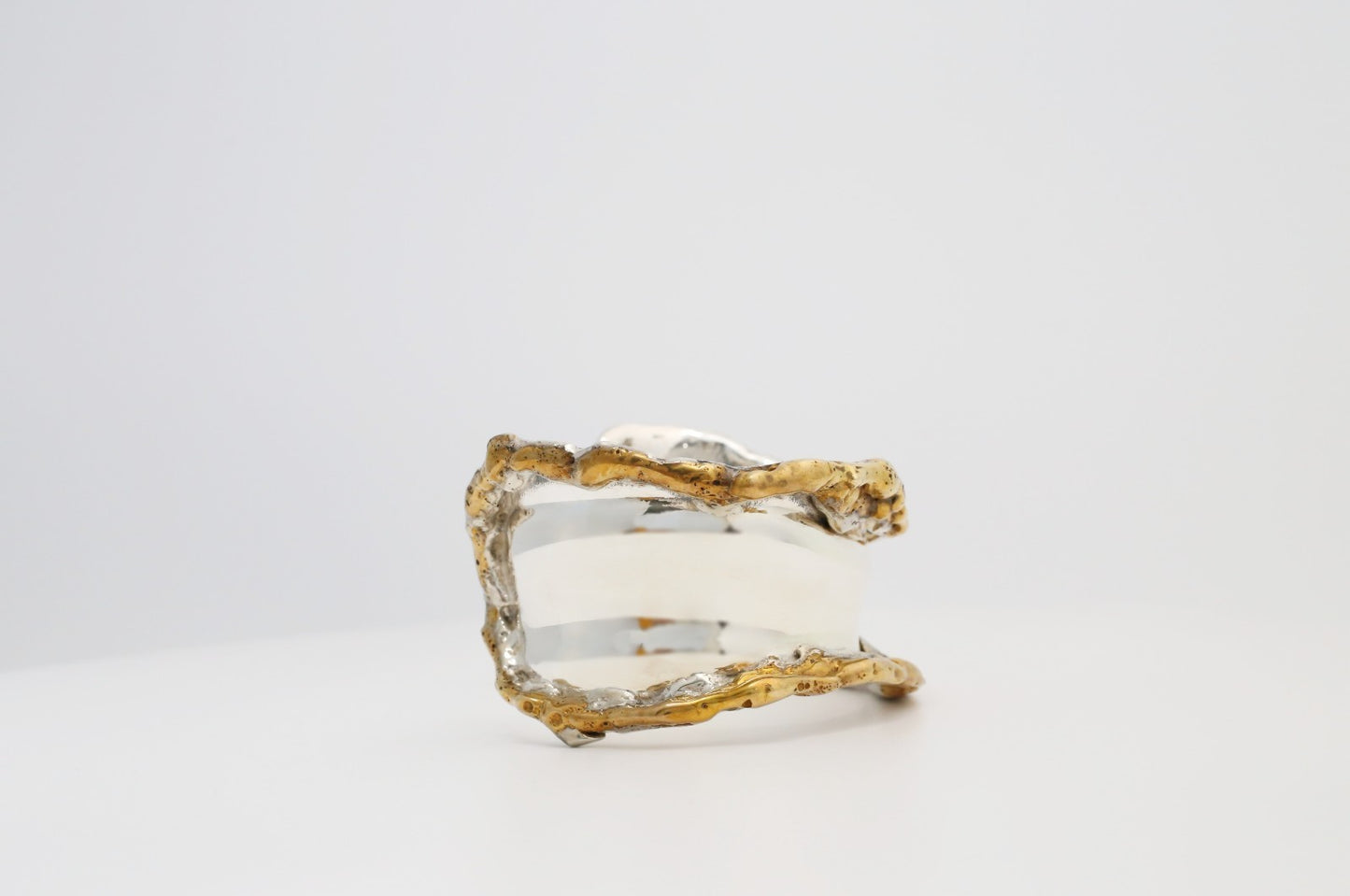 Allen Jacobsen Modernist Silver & Gold Organic Cuff Bracelet, 6.5 inches - 106.5g