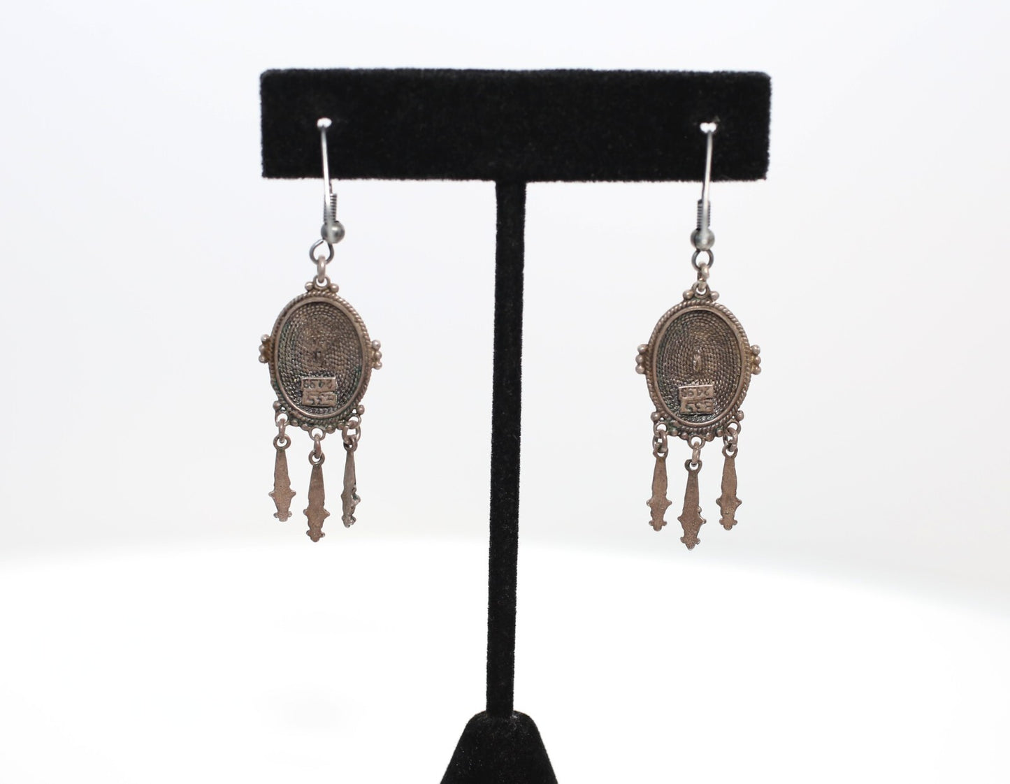Antique European 835 Silver Dangle Earrings, 5.1g