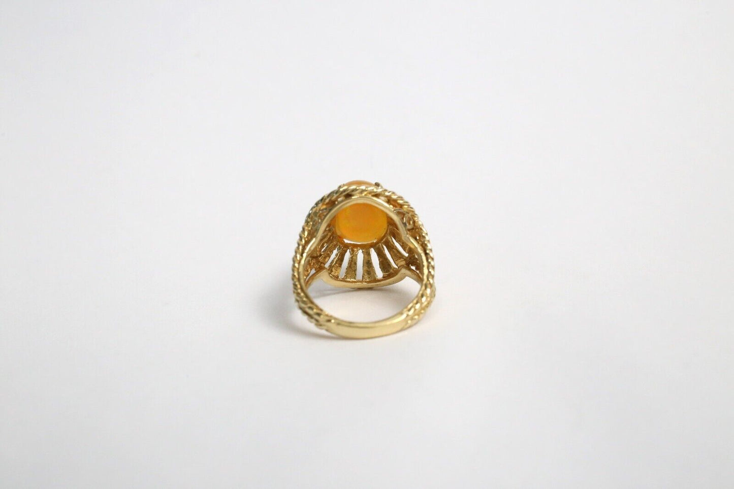 18k Yellow Gold Mexican Jelly Opal Ring, Size 6.5 - 8.6g