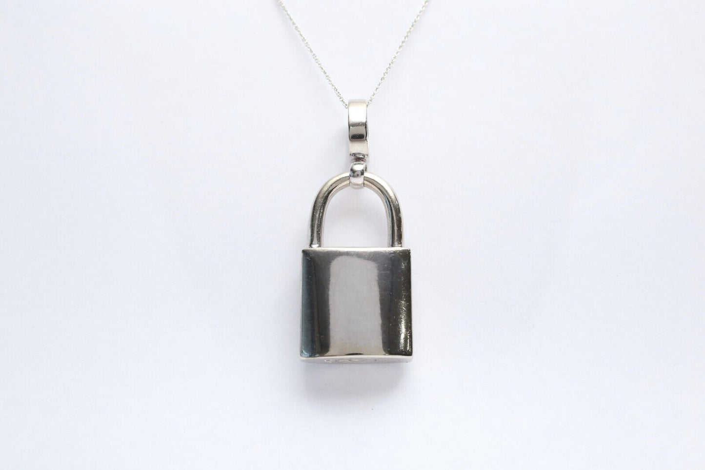 14k White Gold Diamond Padlock Pendant, 31.2g