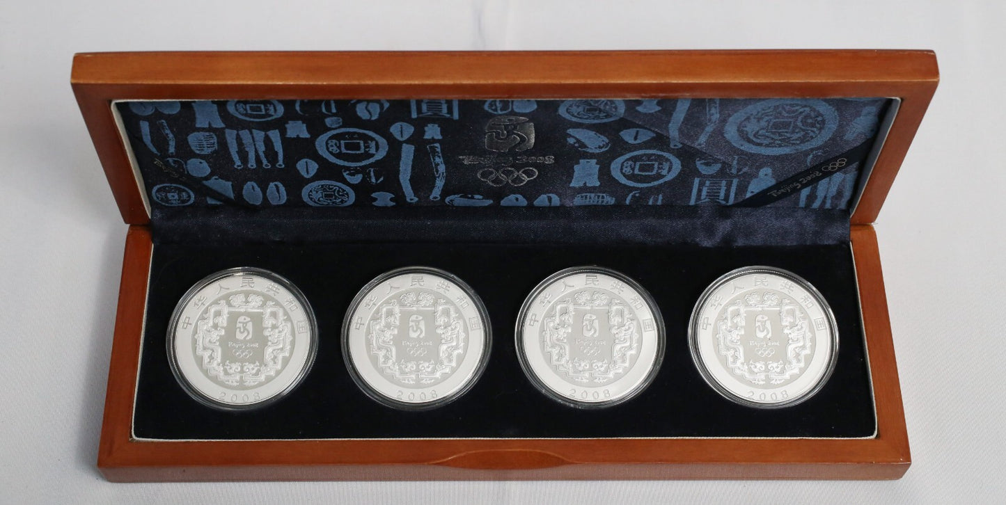 China 2008 Beijing Olympic Series I Silver Coin 4pc Set with Box & COA