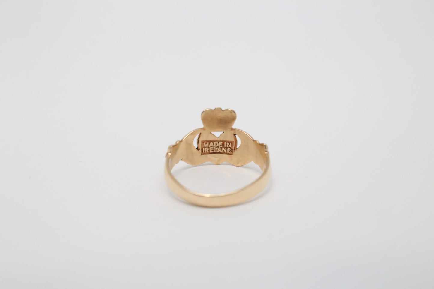 9k Yellow Gold Claddagh Ring, Size 12 - 5.1g