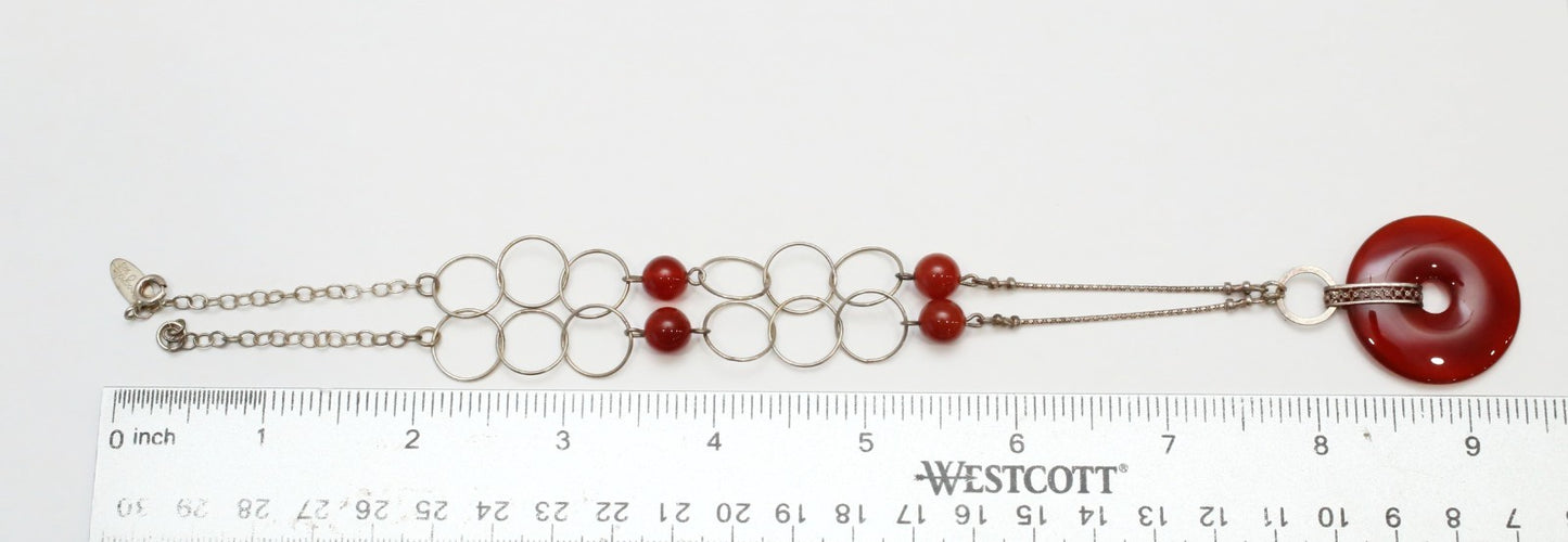 Vintage Magnolia Sterling Silver Link Necklace, 17 inches - 13.7g