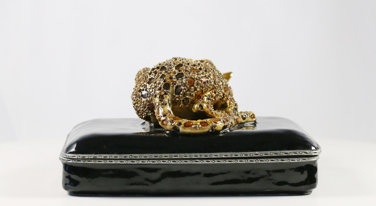 Jay Strongwater Leopard Trinket Box, Signed 2003