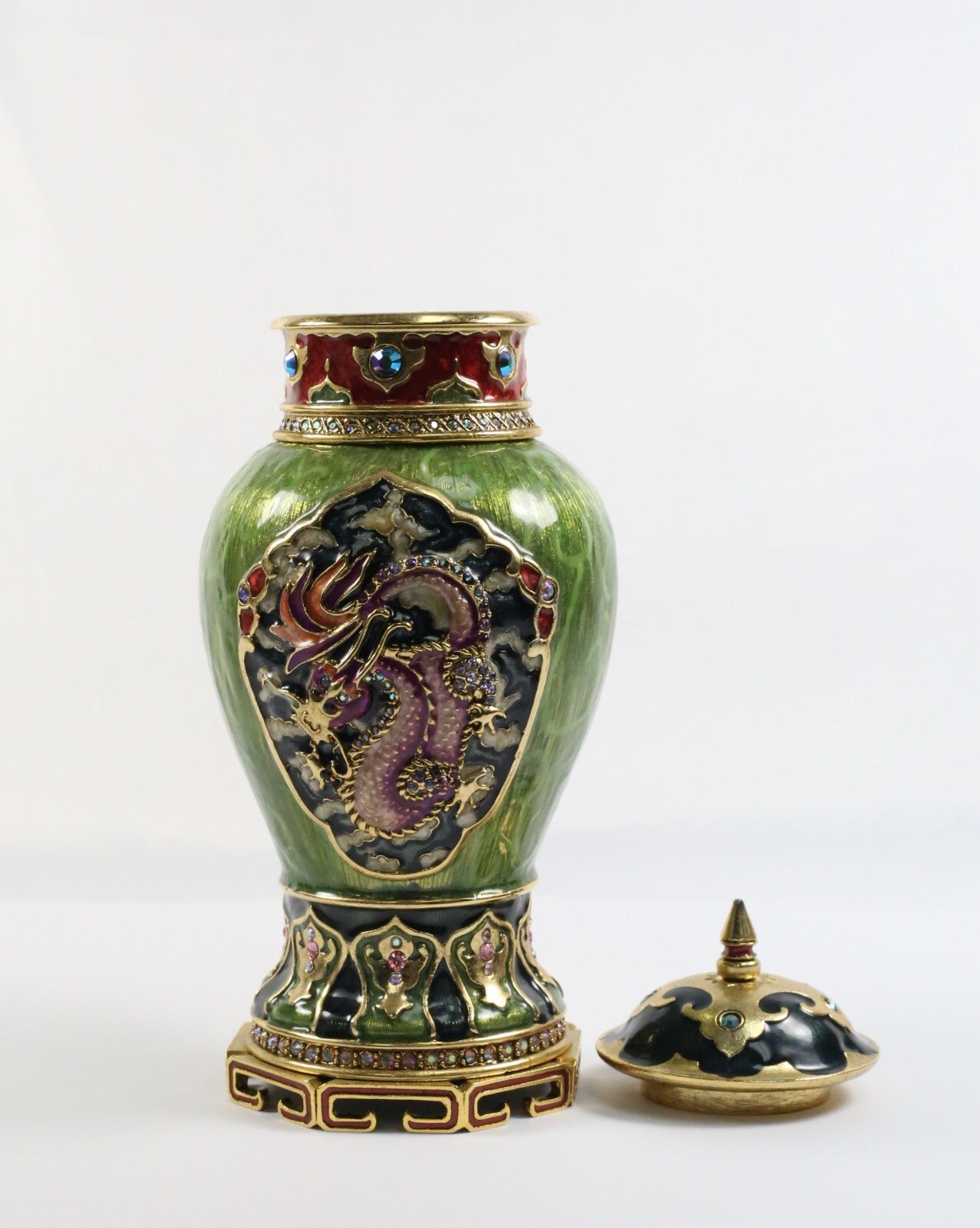 Jay Strongwater Chinoiserie Dragon & Phoenix Decorative Container