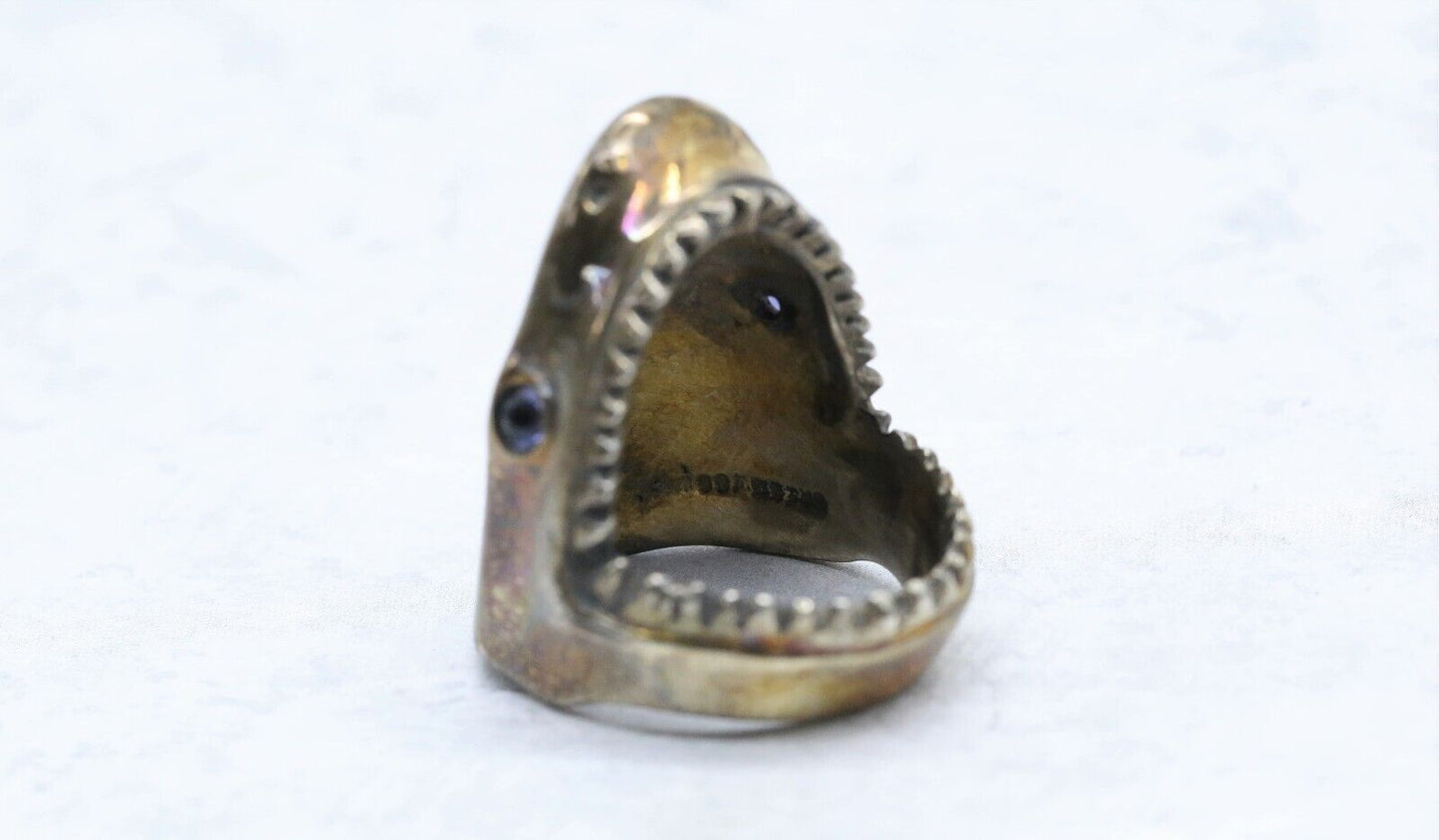 Sterling Silver Open Mouth Shark Ring, Size 5.5 - 13.0g