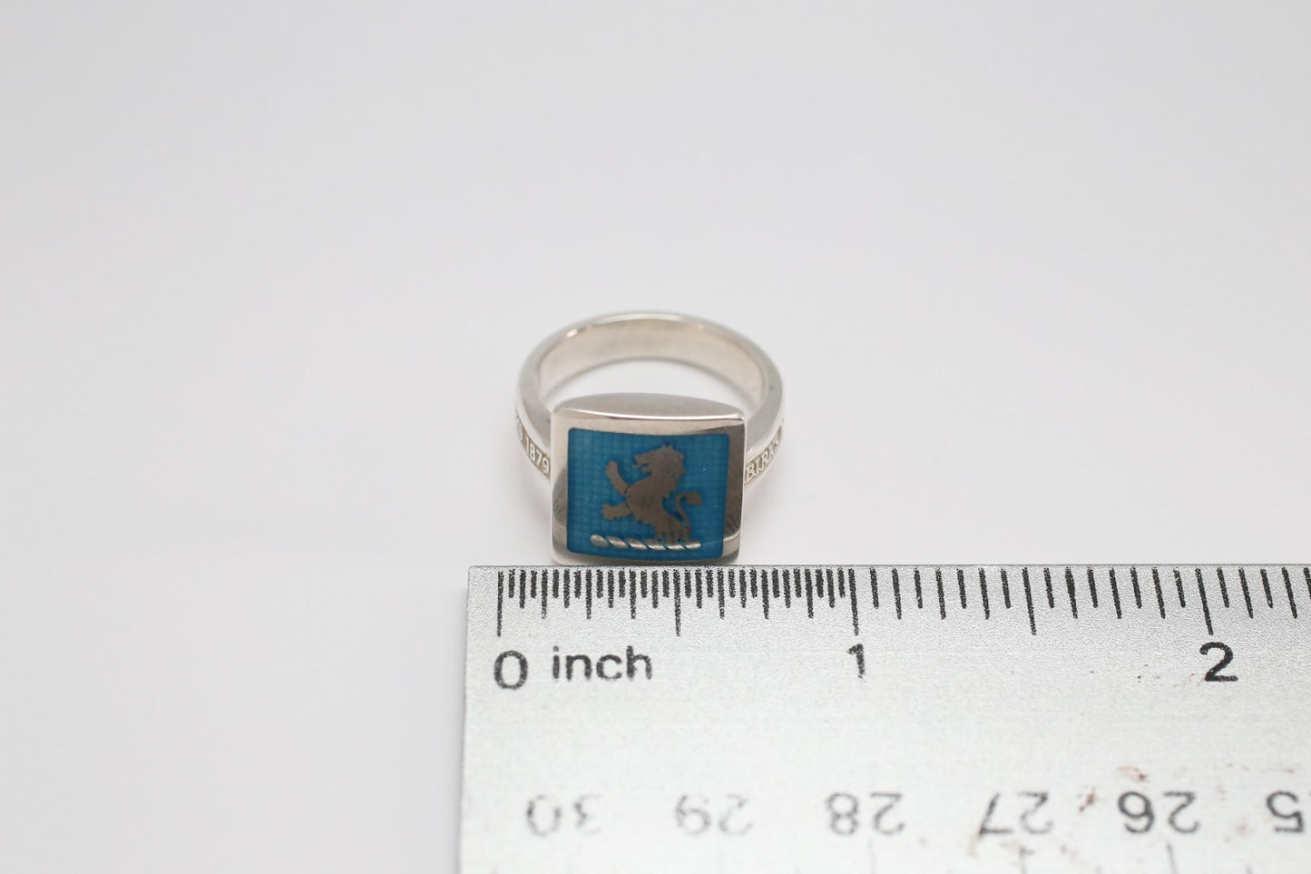 Birks Sterling Silver Blue Heraldic Lion Ring, Size 6.75 - 9.0g