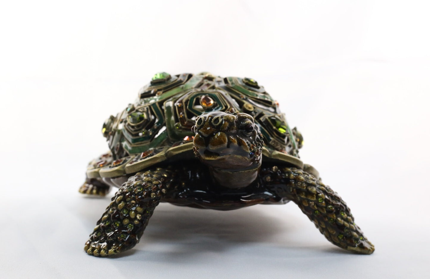 Jay Strongwater Large Turtle Trinket Box with Swarovski Crystals