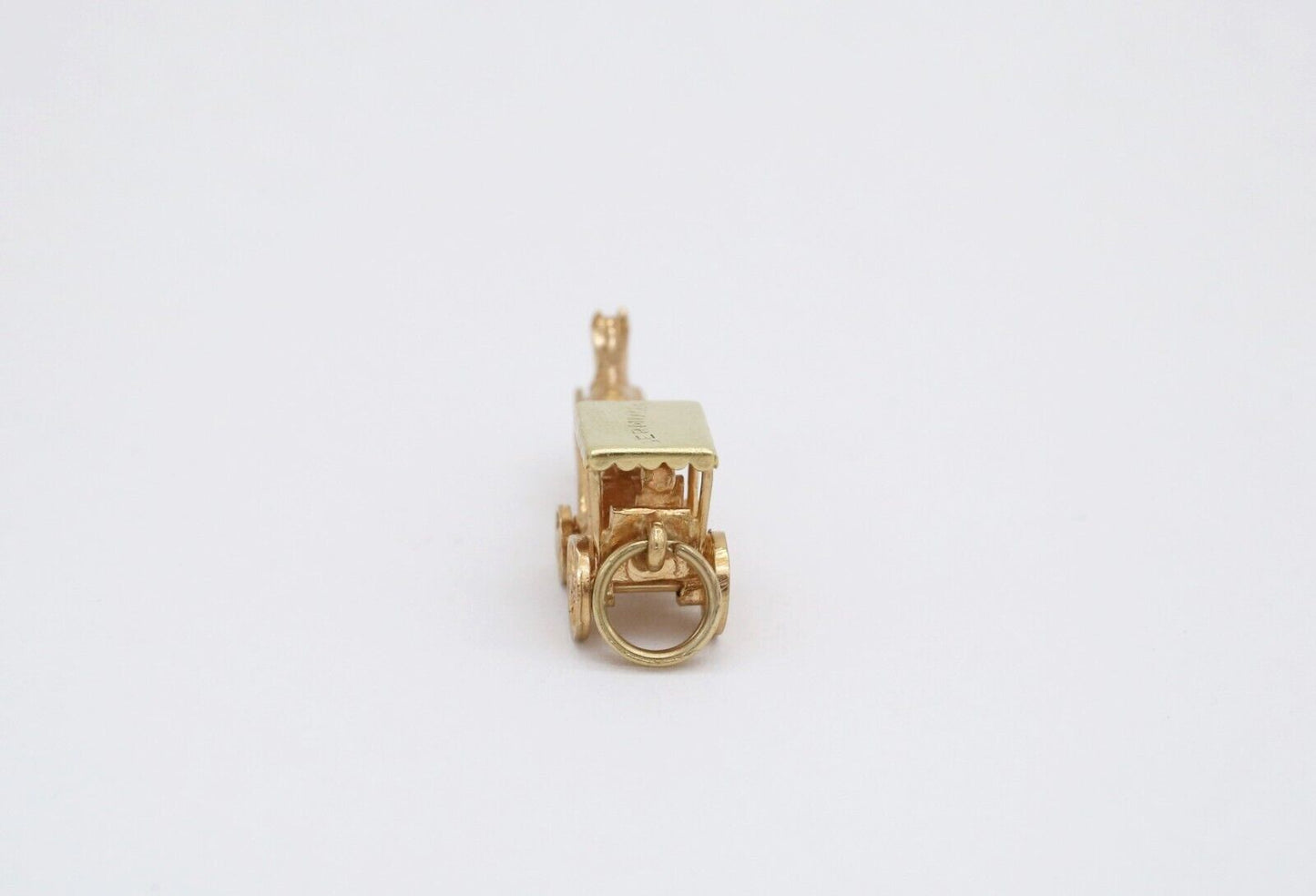 14k Yellow Gold Horse Drawn Carriage Charm, 4.1g