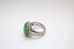 14k White Gold Imperial Jade & Diamond Ring, Size 6.75 - 9.0g