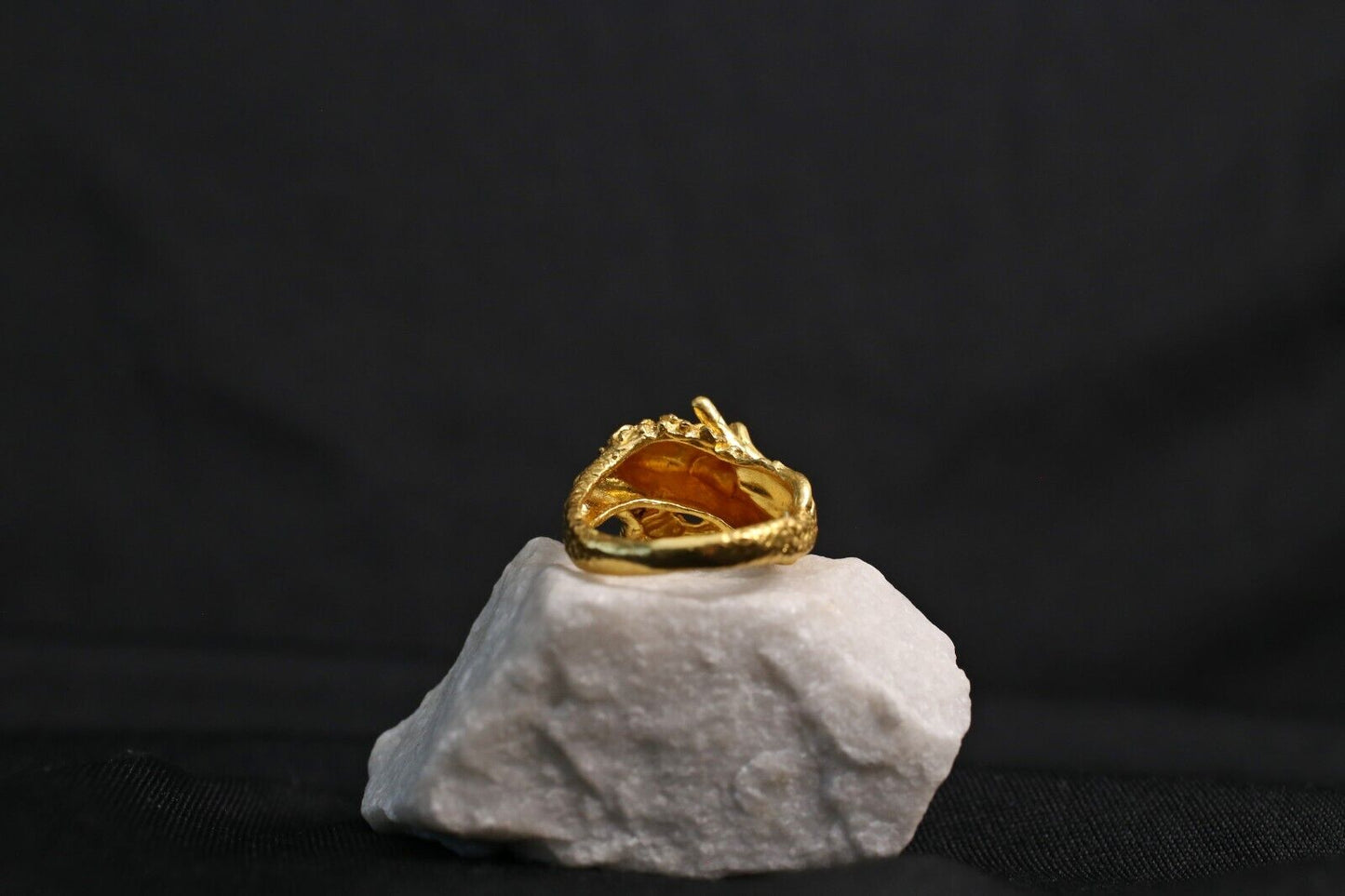 24k Solid Yellow Gold Dragon Ring, Size 11 - 18.1g