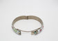 Vintage Sterling Silver Floral Enamel Hinge Bangle, 7.5 inches - 23.8g