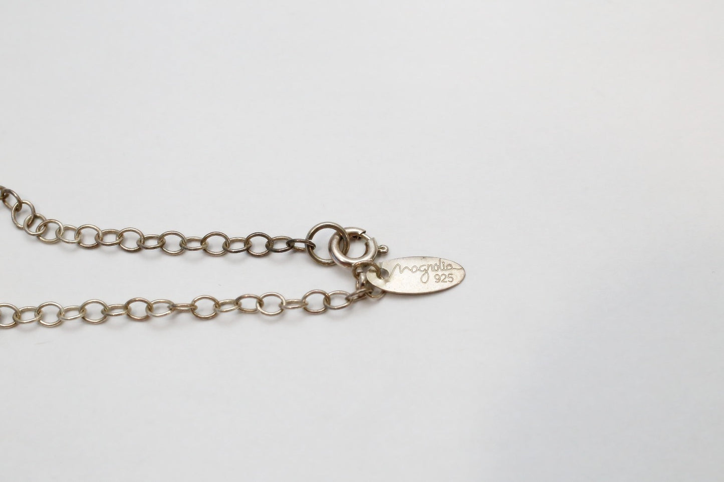 Vintage Magnolia Sterling Silver Link Necklace, 17 inches - 13.7g