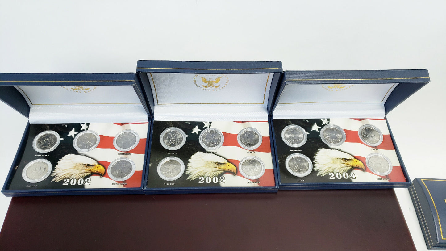 United States Of America 50 State UNC Quarter Collection & Case, Missing 3 Coins