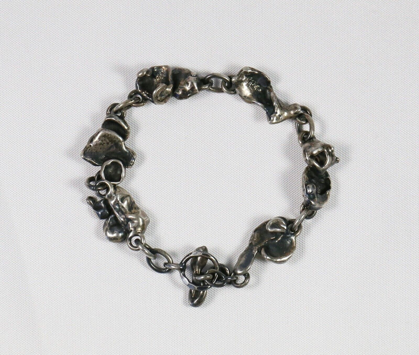 Antique Sterling Silver Nugget Bracelet, 8 inches - 34.5g