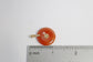 14k Yellow Gold Round Orange-Red Jade Chinese "Good Fortune" Pendant, 3.8g