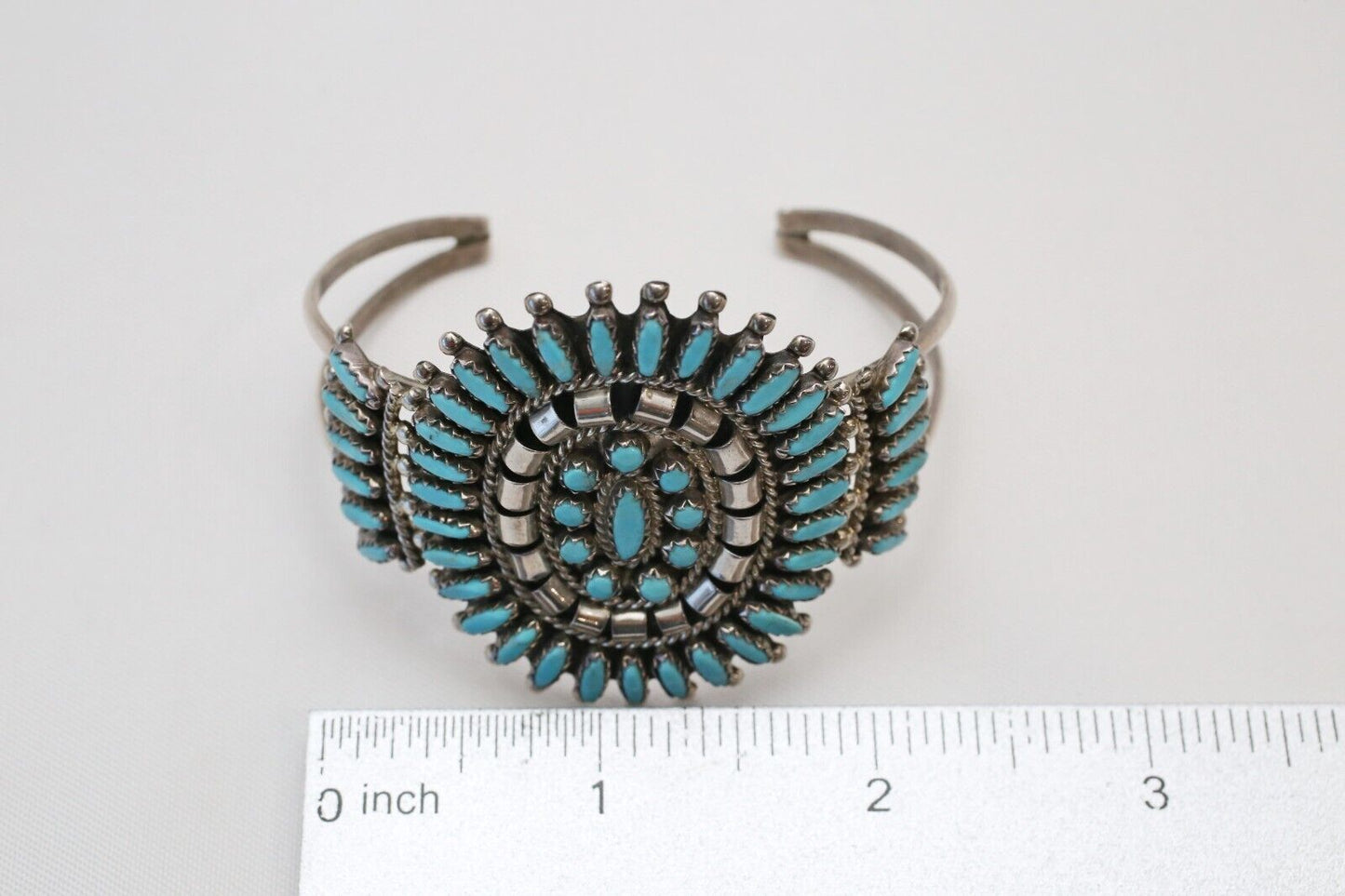 Sterling Silver Turquoise Cuff Bracelet, 6.5 inches - 25.2g