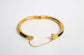 Vintage 21k Yellow Gold Chinese Black Jade Hinge Bangle Bracelet, 7 inches - 17.9g