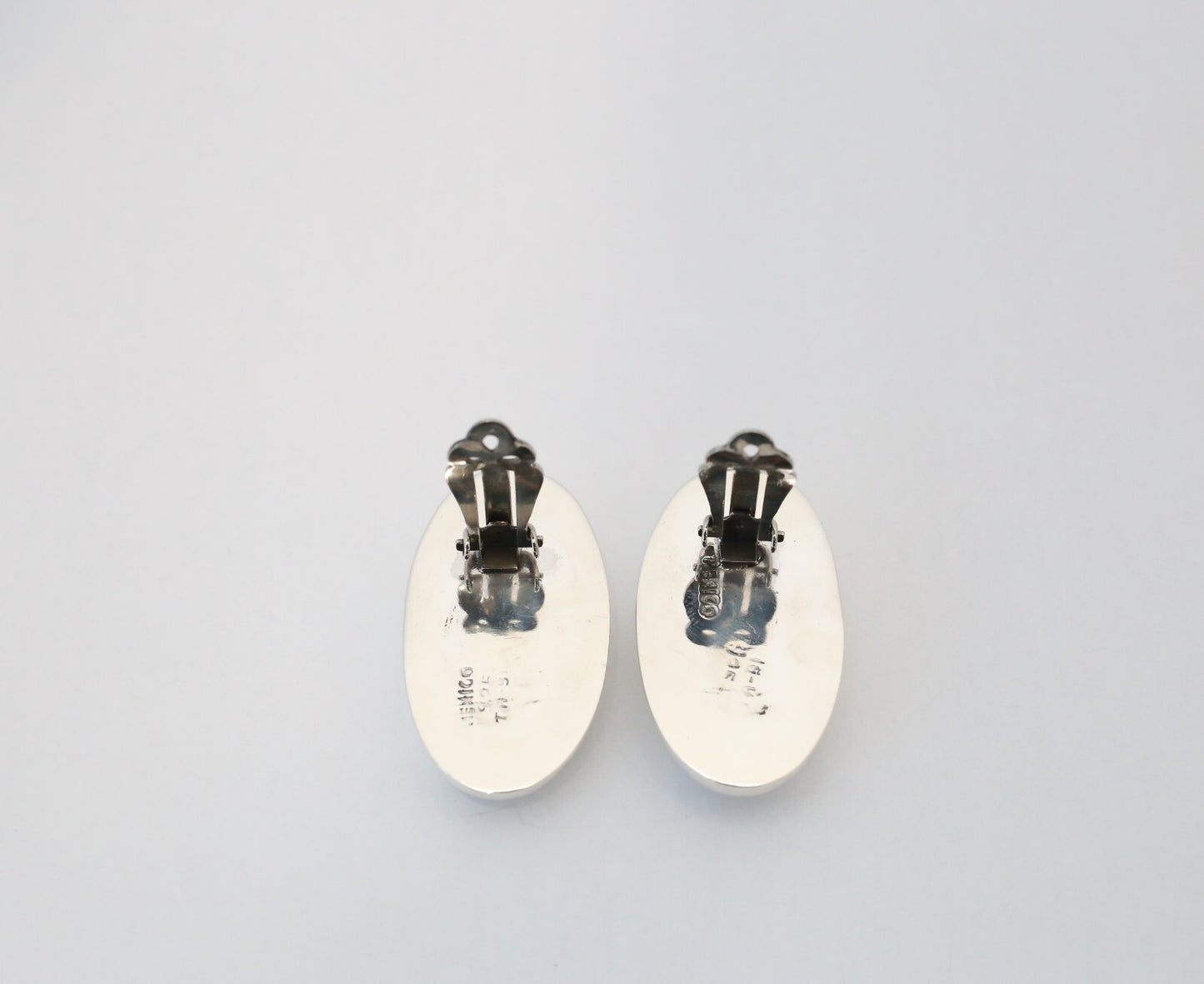 Mexico Sterling Silver Oval Abalone Shell Clip-On Earrings, 25.4g