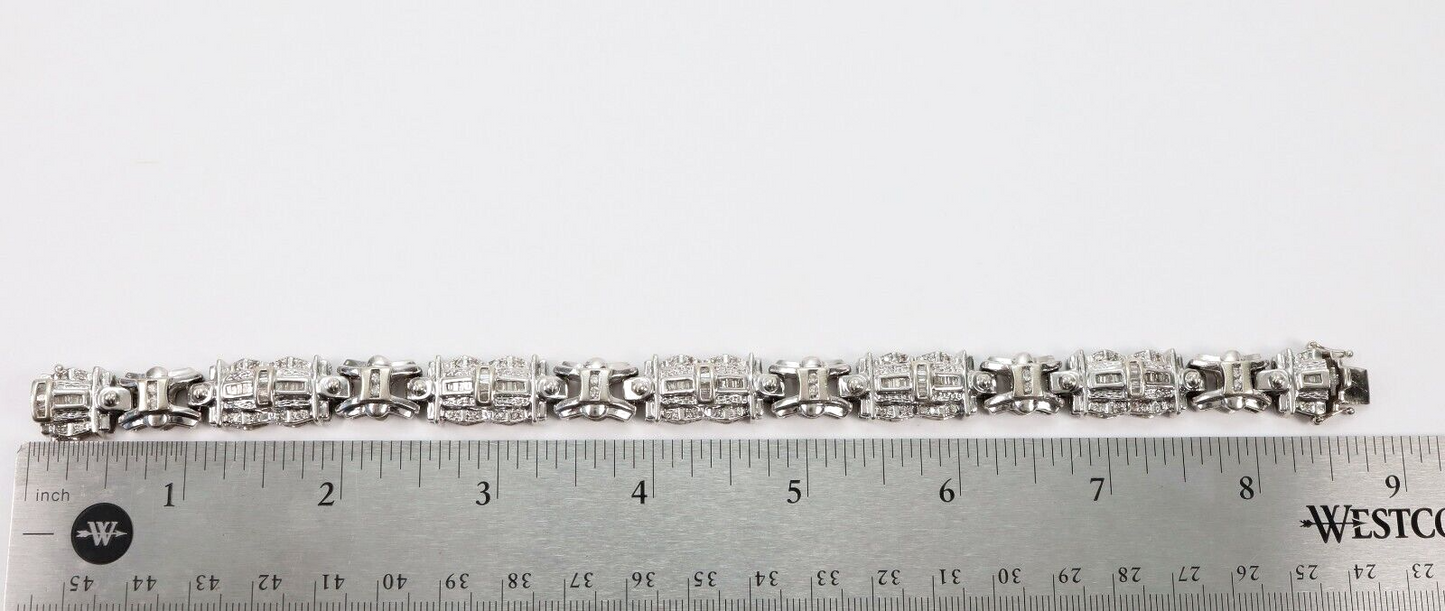 J Rodeo 14k White Gold Diamond Link Bracelet, 8.5 inches - 41.6g