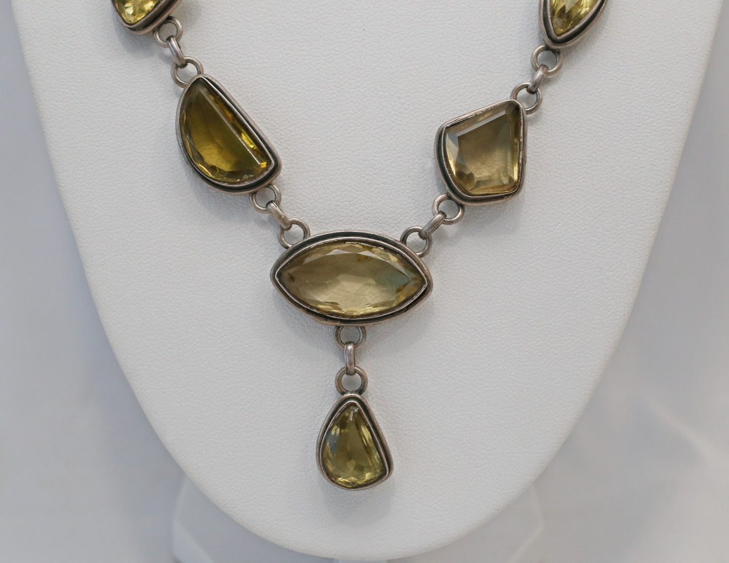 Vintage Sterling Silver Gemstone Necklace, 17.5 inches - 39.6g
