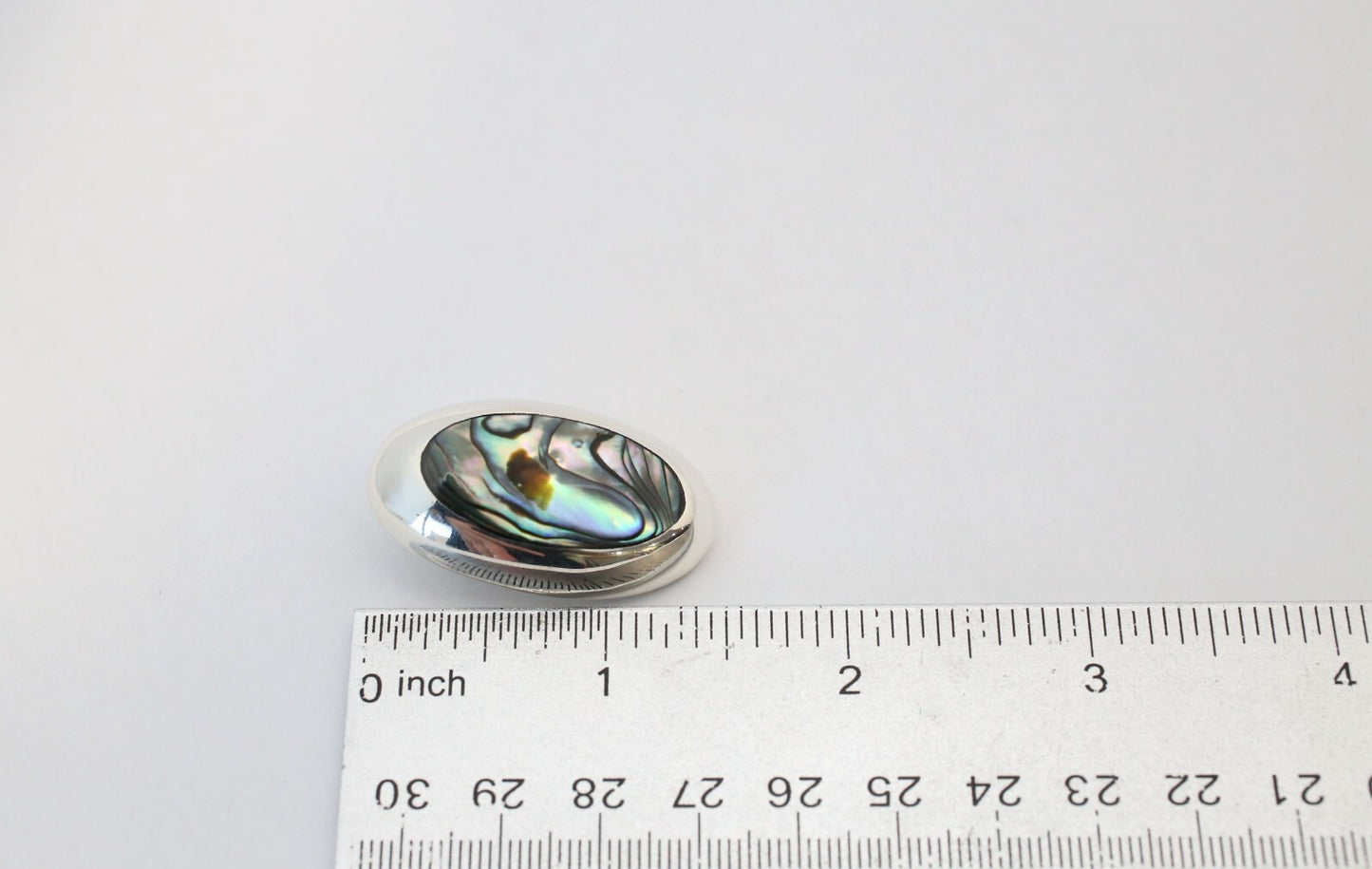 Mexico Sterling Silver Oval Abalone Shell Clip-On Earrings, 25.4g
