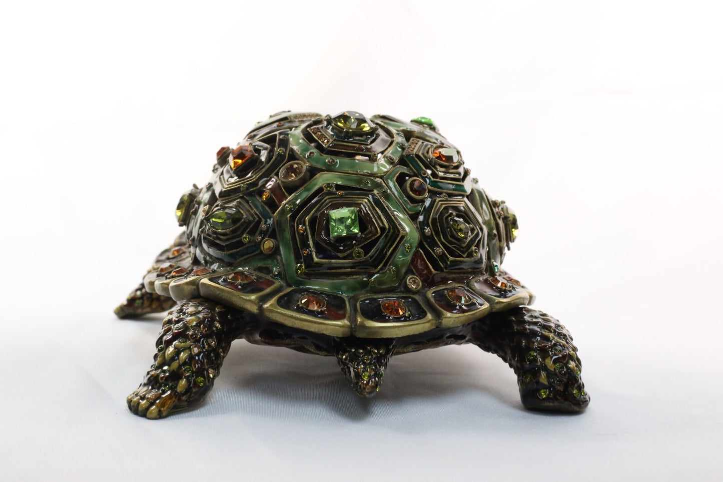 Jay Strongwater Large Turtle Trinket Box with Swarovski Crystals